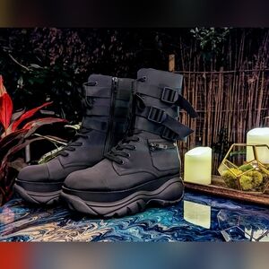 *SOLD* POSTER GRL MAD HUSTLE POCKET COMBAT BOOTS from DOLLS KILL